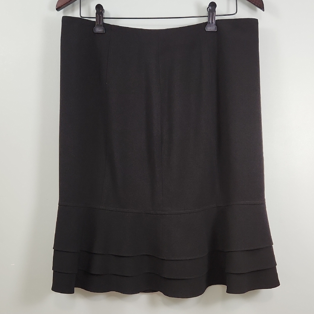 Black Pencil Skirt with Tiered Hem